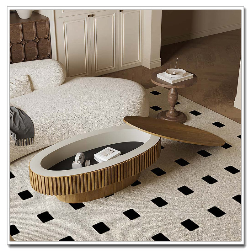 Table basse 47 po avec rangement en bois massif