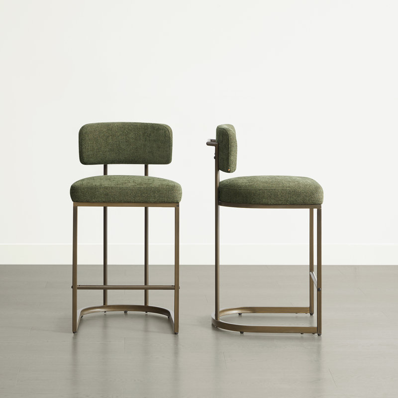 Tabouret de comptoir rembourré, Vert mousse, 2