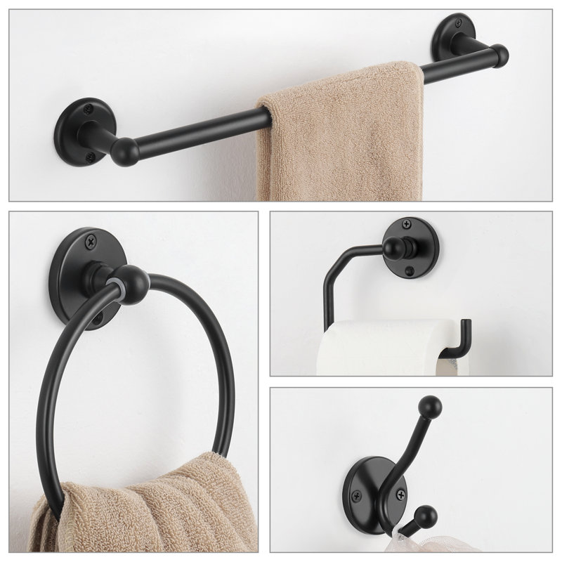4 - Piece Bathroom Hardware Set, Black