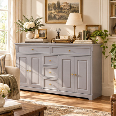 59.1" W Sideboard Buffet with 5 Drawers, 4 Doors and Adjustable Shelves