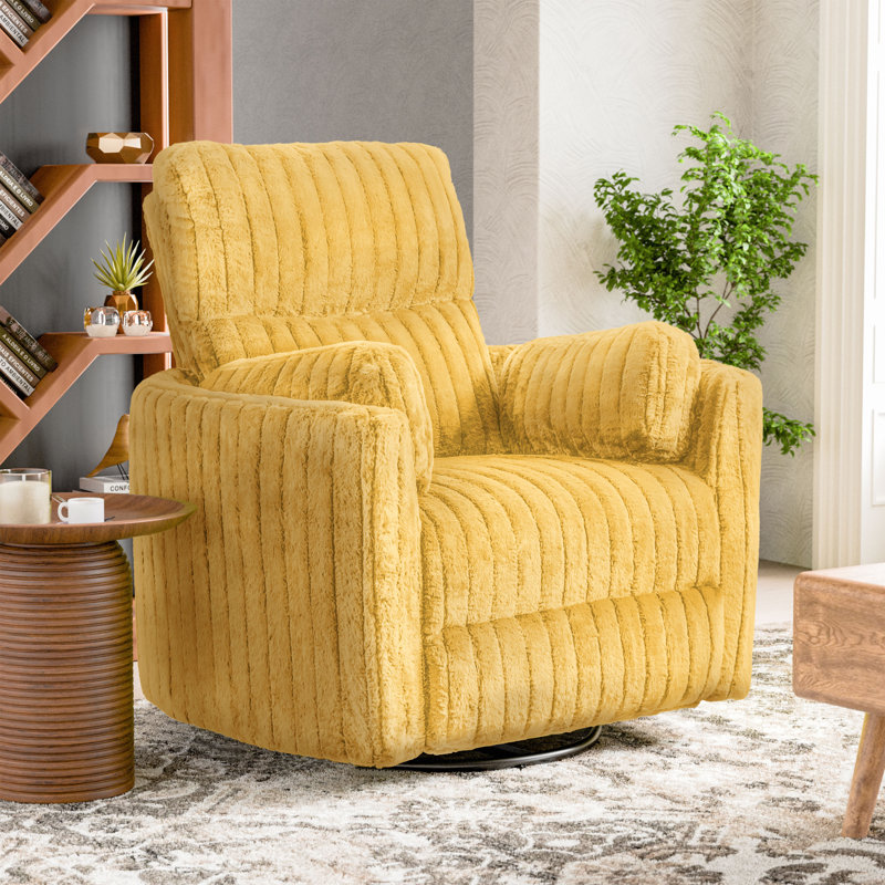Fauteuil inclinable électrique pivotant Spinelli Chenille, Jaune