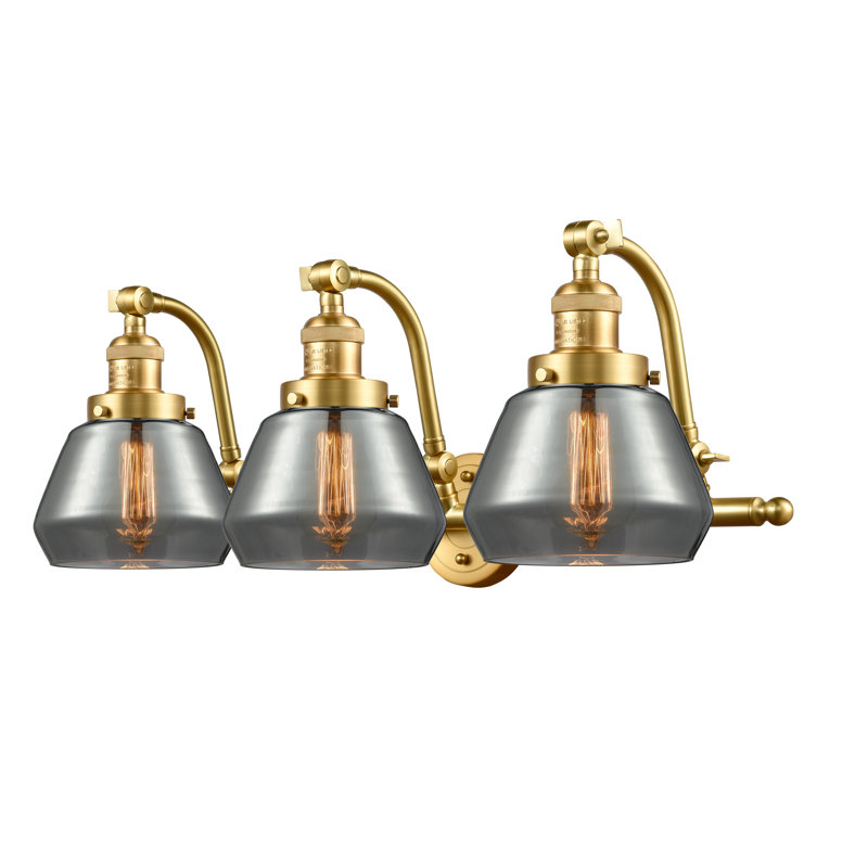 Keefe 3 - Light Dimmable Vanity Light, Plated Smoked, Satin Gold, 6 Watt Vinage LED Bulb