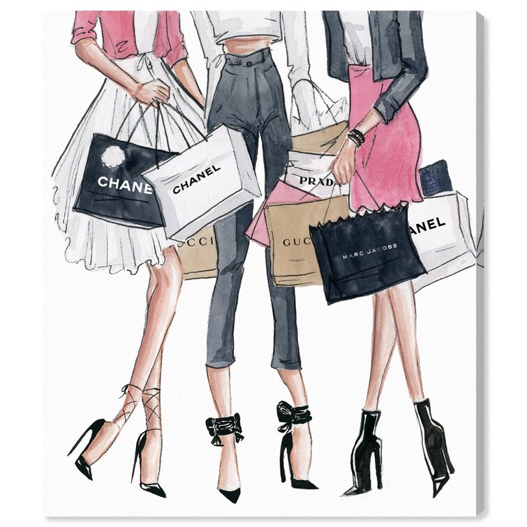 Shopping Date - Graphic Art on Canvas Oliver Gal Size: 45 H x 36 W