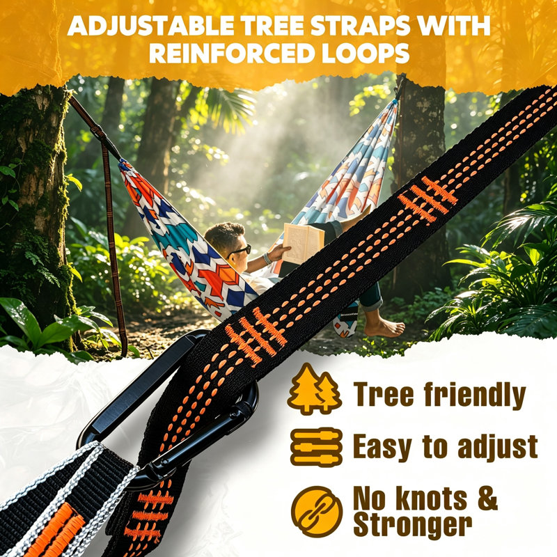 Ultralight Travel Camping Hammock | 300KG Weight Capacity Breathable Quick-Dry Polyester Hammock Complete with Carabiners & Tree Slings