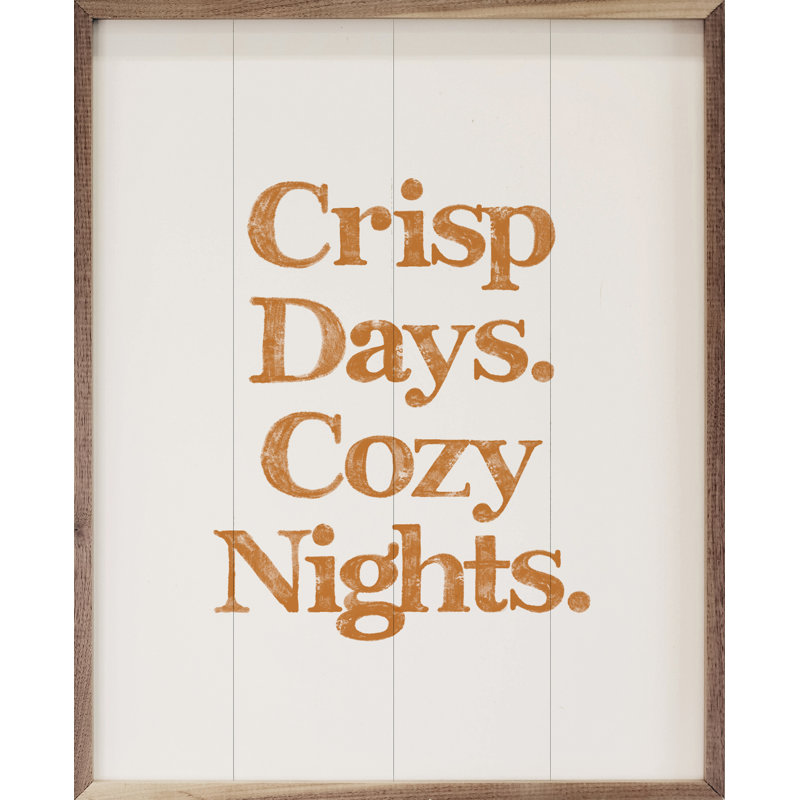 «Orange Crisp Days Cozy Nights» blanc - impression d'un cadre photo sur bois, H 40 po x l 32 po