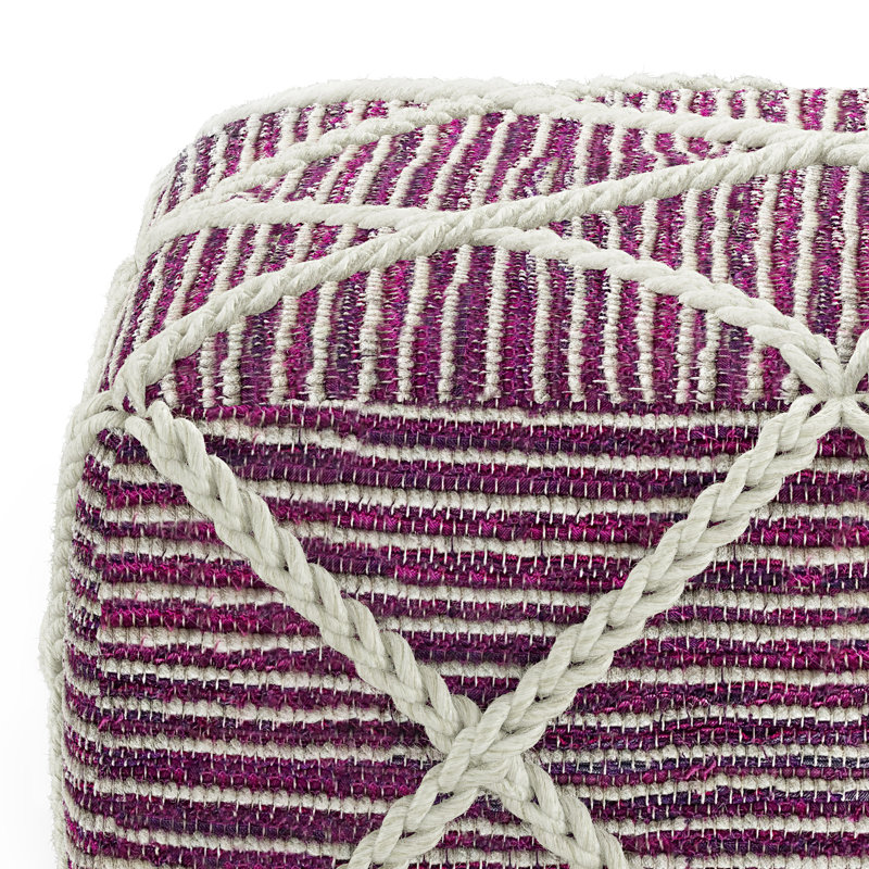 Cowan 20" Contemporary Square Pouf in Magenta and Natural