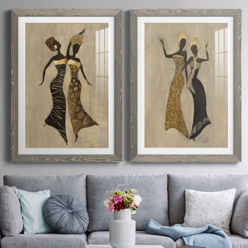 «Celebration I», ensemble de 2 reproductions d'art, H 31,5 po x l 47 po x P 1,5 po, Cadre en papier gris, Blanc