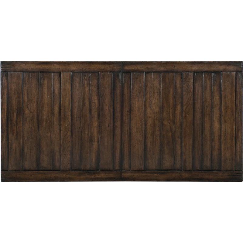Dark Wood Extendable Trestle Dining Table with Leaves
