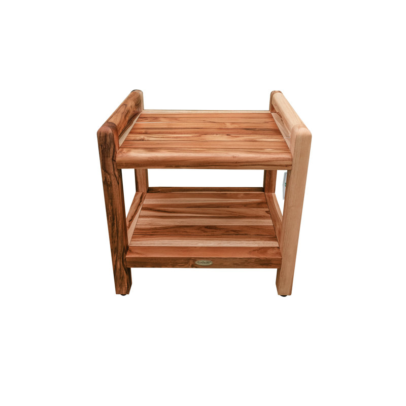 EcoDecors 20" Earthy Teak Shower Bench with Shelf