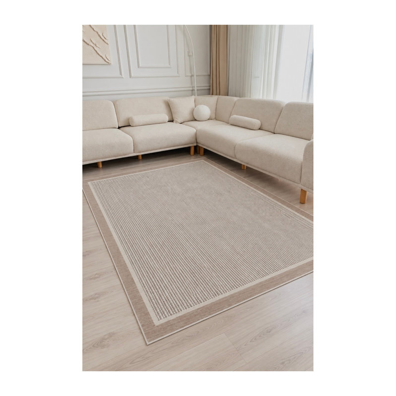 Tapis lavable Atterley moderne abstrait beige antidérapant pour intérieur et extérieur, salon, chambre, salle à manger, entrée, couloir, bureau, cuisine