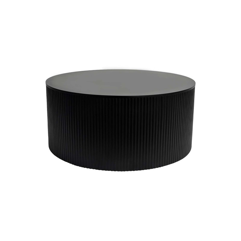 Set Of 5 Modern Round Wave Stripe Coffee Tables, One 35.43" Coffee Table + Four 11.81" Coffee Tables