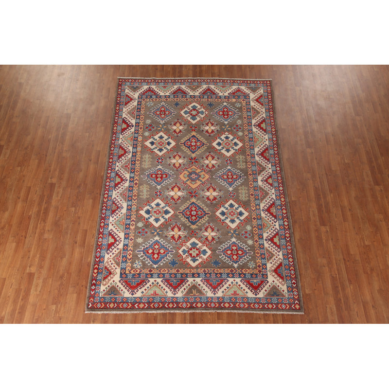 Tapis oriental géométrique brun Kazak