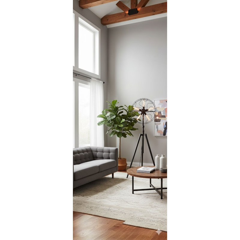 5-Light Rustic Bronze Floor Lamp With A Fan Shape Shade