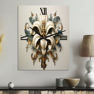 Horloge murale fantaisie en métal Fleur-De-Lis A Lilly Flower II - Fantasy