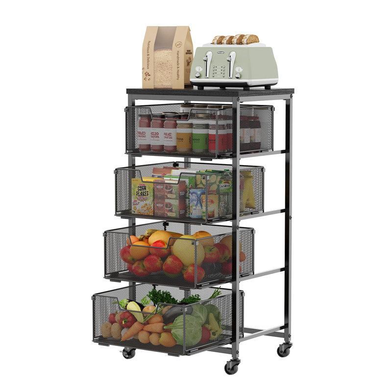 Microwave Stand with Drawers & Hooks