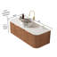 Meuble-lavabo mural 48 po à grain de bois naturel avec lavabo, bords arrondis, 2 tiroirs et lavabo rond en céramique à motif de pierre - pré-assemblé-1626104437-1626104434