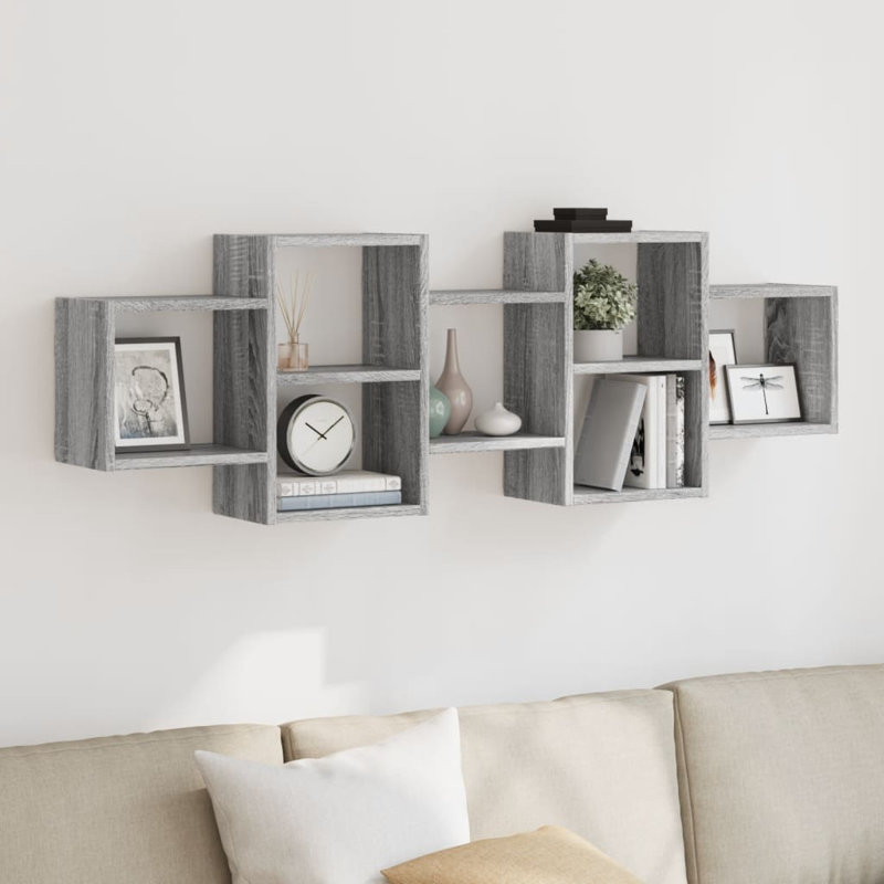 17 Stories Wall Shelf Engineered Wood, Grey Sonoma, 42cm H x 129cm W x 18cm