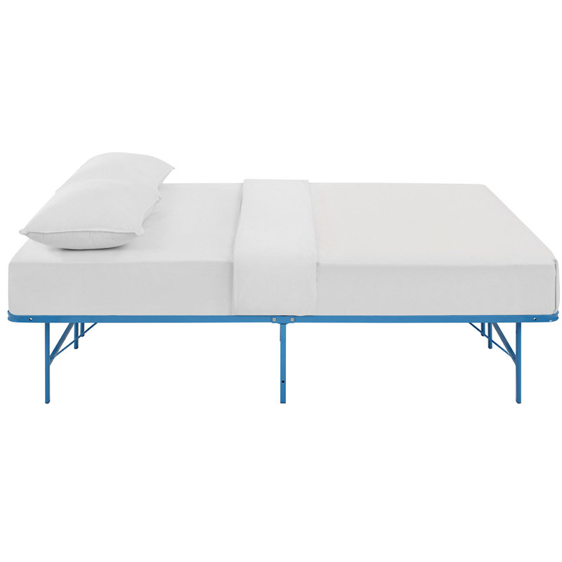 Horizon Full Light Blue Stainless Steel Metal Bed Frame with Slats