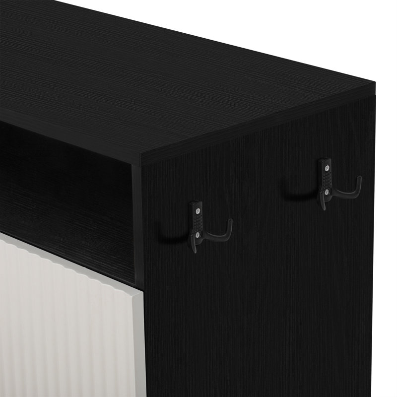 Armoire de salon avec banc à chaussures, Beige/noir