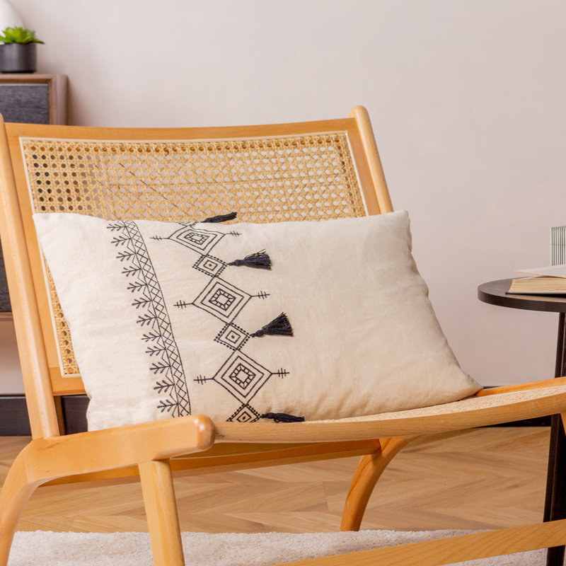 Pritta Geometric Rectangular Throw Cushion, Natural