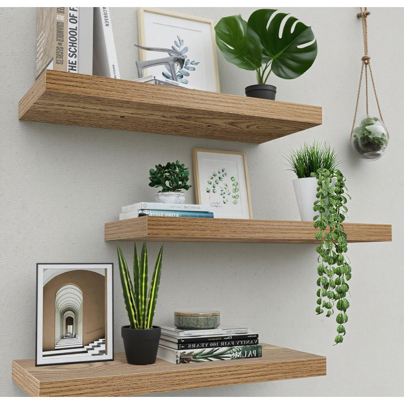 Set Of 3 Floating Shelves For Wall Mounted Home Decor, Space-Saving Display Shelves For Living Room, Bedroom, Bathroom, And Kitchen