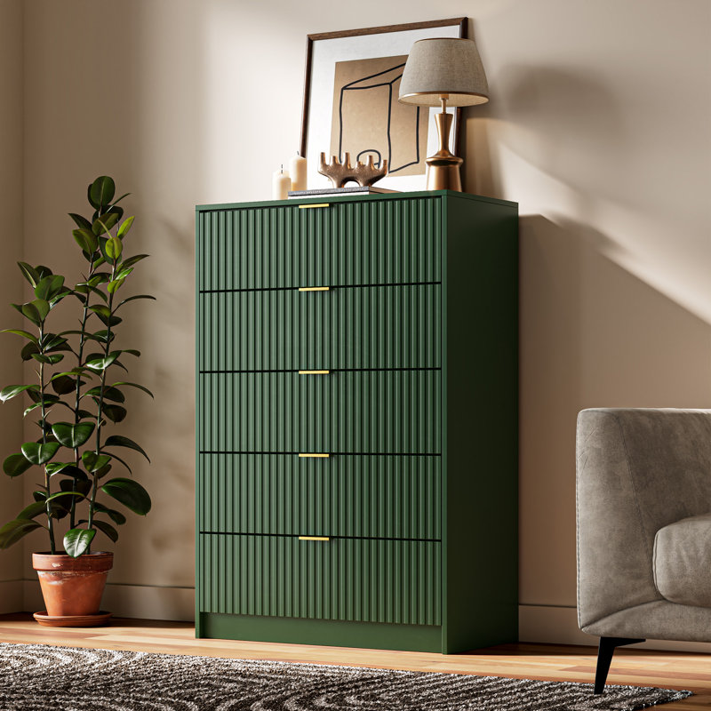 5 - Drawer Dresser, 47.2" H, Green