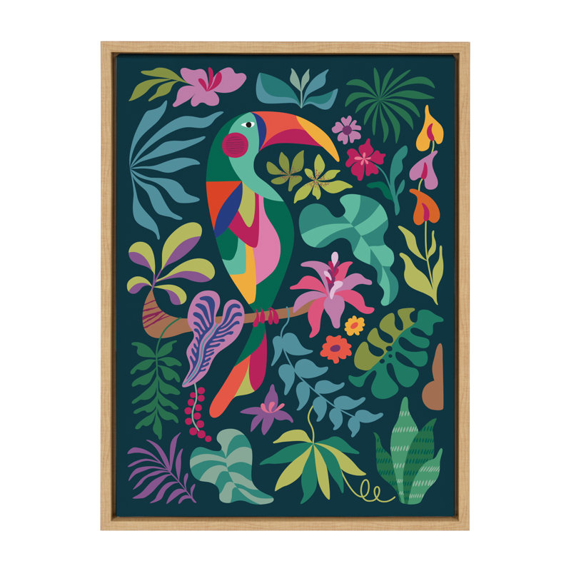 «Tropical Toucan» par Rachel Lee, 3 oiseaux, reproduction d'art sur toile encadrée