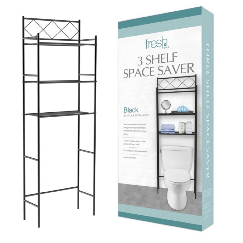 Steel Freestanding Over The Toilet Storage, Black