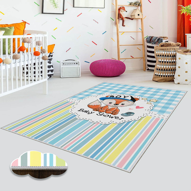 Stylish Woven Carpet, 5.2 x 7.5 Feet | 100% Polyester, 0.3 in Pile Height, Antibacterial, Non-Slip PVC Dot Underside | Machine Washable, 3D Digital Print | Perfect for Living Room, Bedroom & Home Décor
