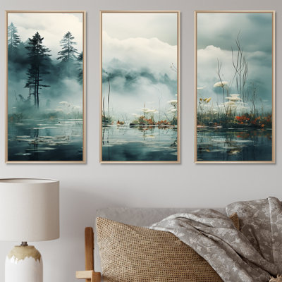 «Double Exposure Mountain Fog Paradise III - River», ensemble d'art sur toile