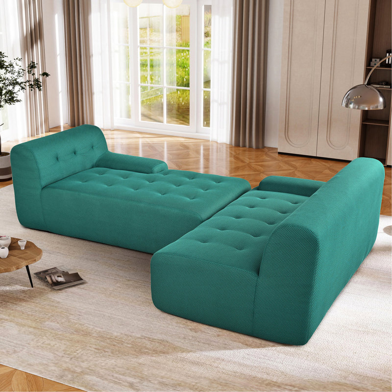Grand 2, modulaire, look moderne pour salon, appartement, salon, siège profond, aucun assemblage requis,, Vert