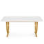 Bureau de direction 63 po - Bureau d'ordinateur moderne blanc et or avec plateau en faux marbre, grande table de conférence pour bureau à domicile ou salle de réunion