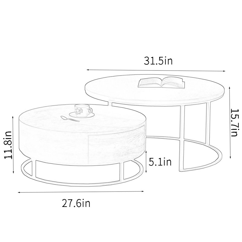 Italian light luxury round coffee table, Black