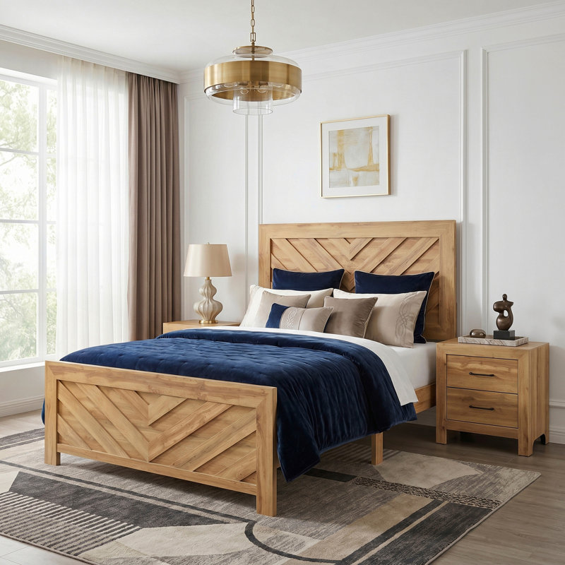 Lit très grand lit californien en bois d'ingénierie contemporain