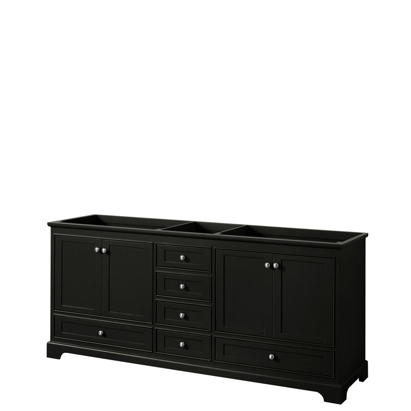Base de meuble-lavabo double Deborah, Espresso foncé / chrome poli