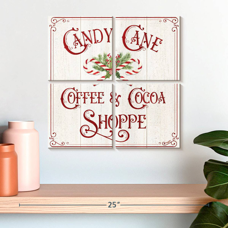 Plaque murale Kema Vintage Christmas I - Candy Cane Coffee, H 18 po x l 18 po