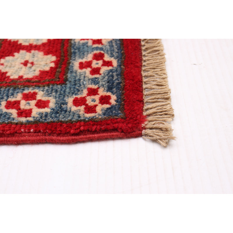 Tapis rouge en laine noué à la main de conception unique 9 pi 9 po x 13 pi 11 po New Age Finest Ghazni