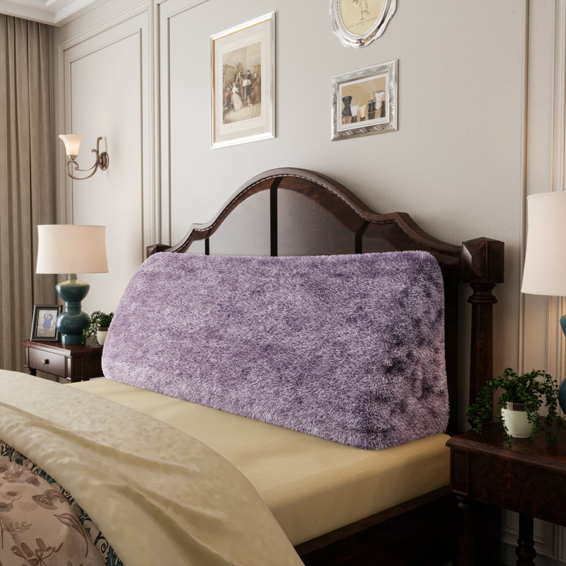 Sit-up Back Comfort Plush Fur Headboard Wedge Reading Pillow Back Support Backrest Cushion Compression, Purple, King