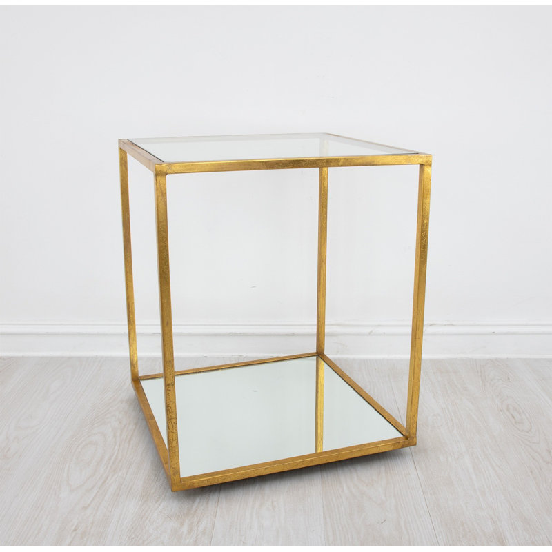Emily Glass End Table, Antiqued Gold Leaf