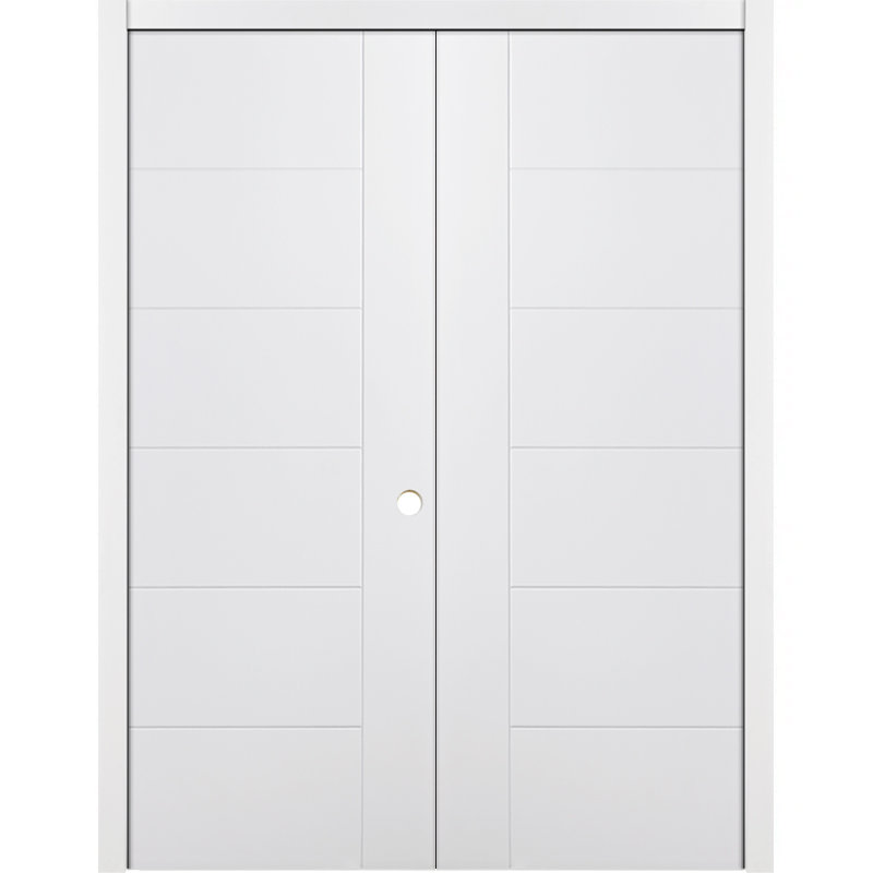 Double porte intérieure stratifiée blanche Groove, 64 po x 80 po, S'ouvre à gauche vers l'intérieur