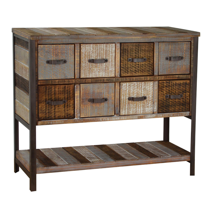 Commode d'appoint à 8 tiroirs Klem, Beige / brun