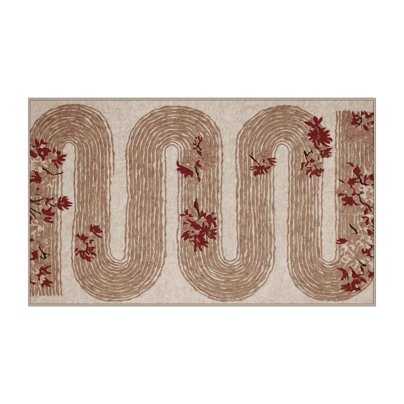 Machine Washable Brown Area Rug, Rectangle 8' x  12'