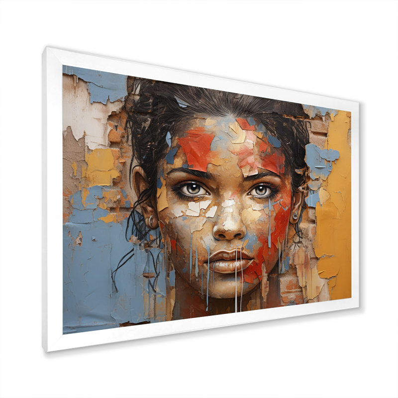 Cuban Woman Street Art - Modern Canvas Art Print, H 16 po x l 32 po x P 1 po, Cadre simple blanc