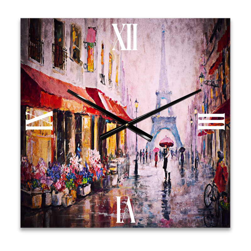 Lovers in Paris Eiffel Tower - Horloge murale industrielle, Moyen
