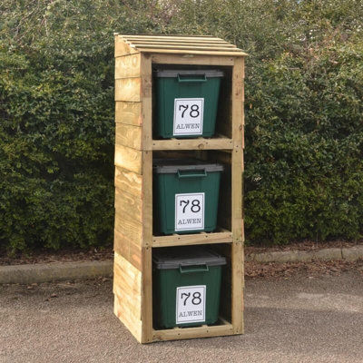 Getir Recycle Box Storage for 3 Bins with 3-Free Personalised Labels, Perfect for Garden , Garage