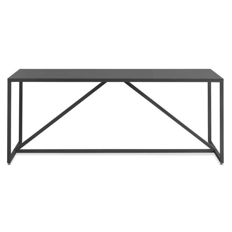 Strut Walnut Wood Dining Table, Slate, 35" W x 75" L, Bar (40" Height)
