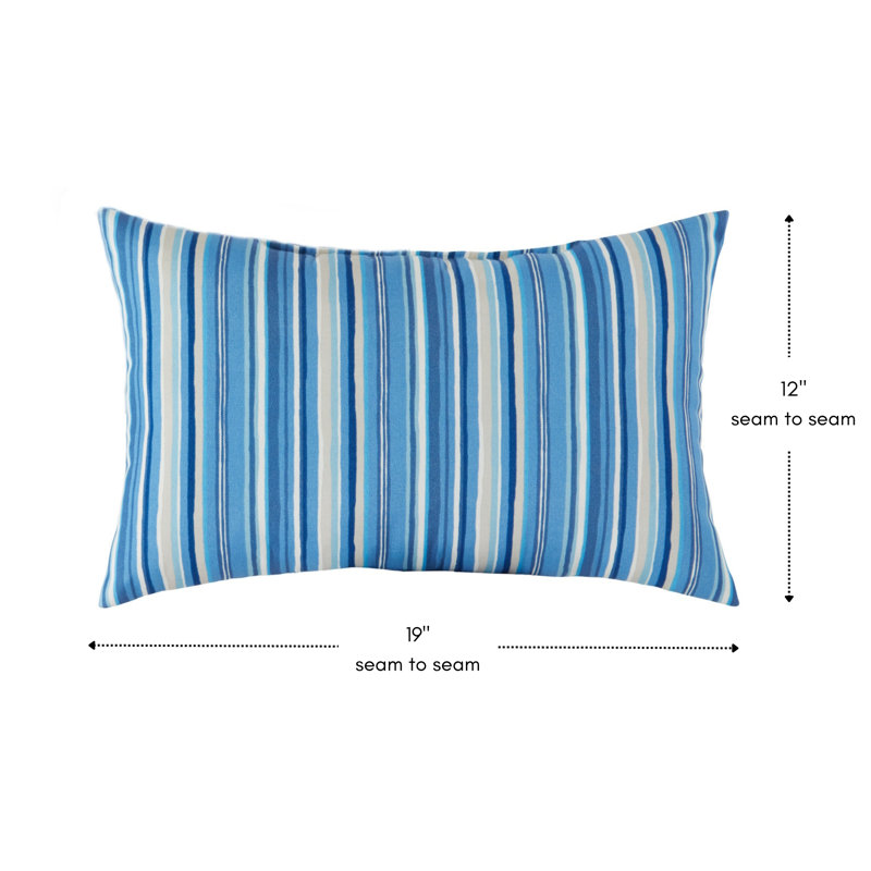 Henrich Indoor/Outdoor Striped Lumbar Pillow, Sapphire Stripe