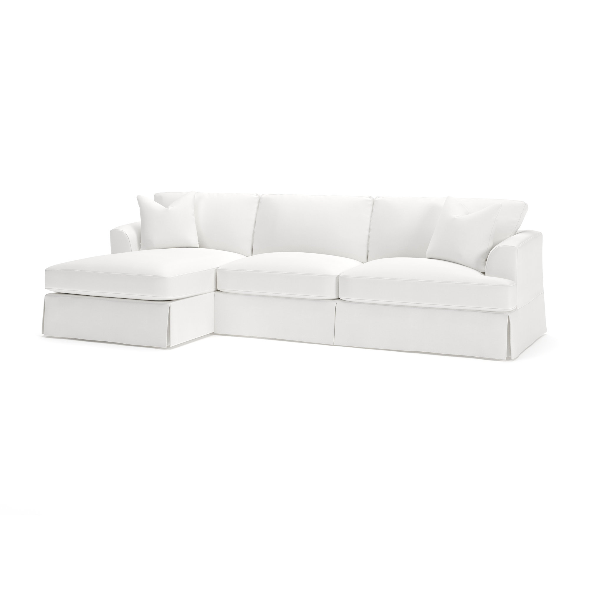 Lucia 128" Wide Down Cushion Sofa & Chaise, Bayou Off White Canvas, Left Hand Facing