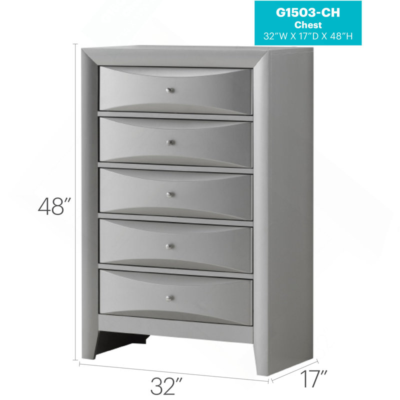 Vertical Chest With Curved Drawer Design, Champagne