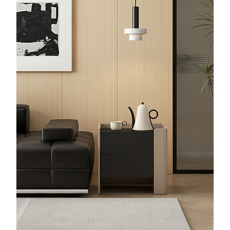 Table de chevet à poignées dissimulées de style moderne avec rangement à double couche convenant à la chambre à coucher